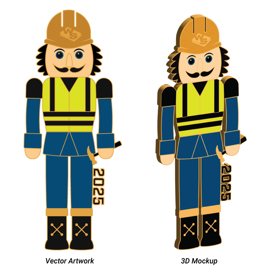 A flat 2D and 3D render mockup of the ornament artwork
